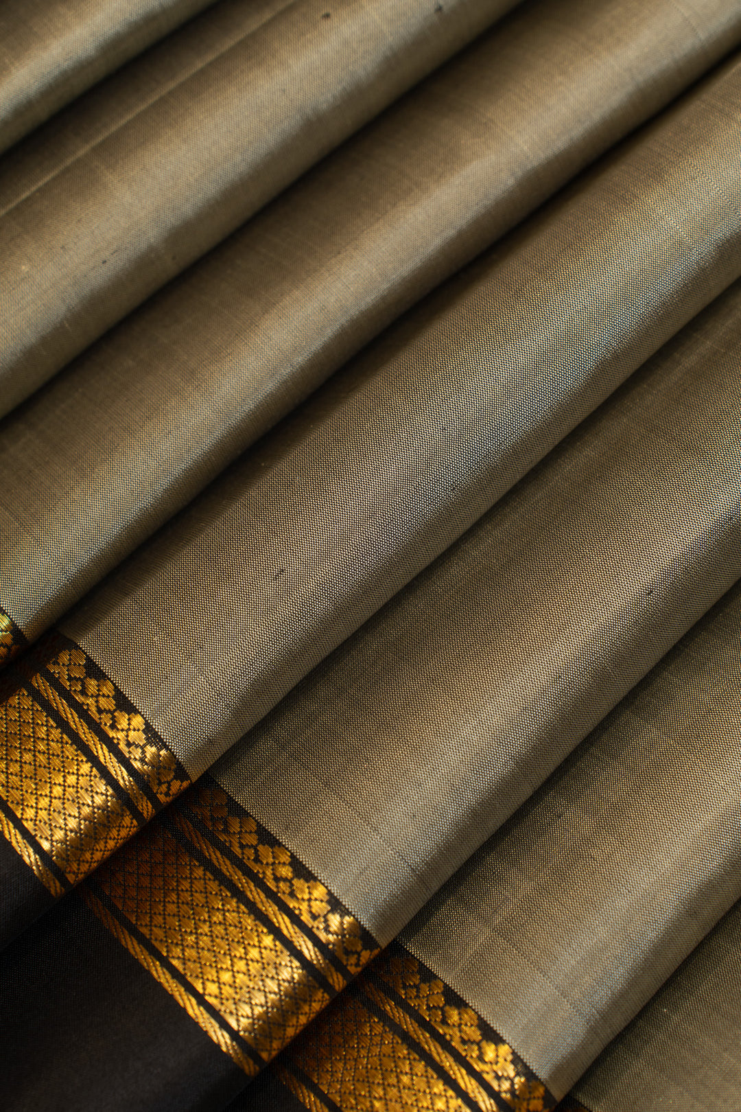 Grey and black pure Kanchipuram silk saree