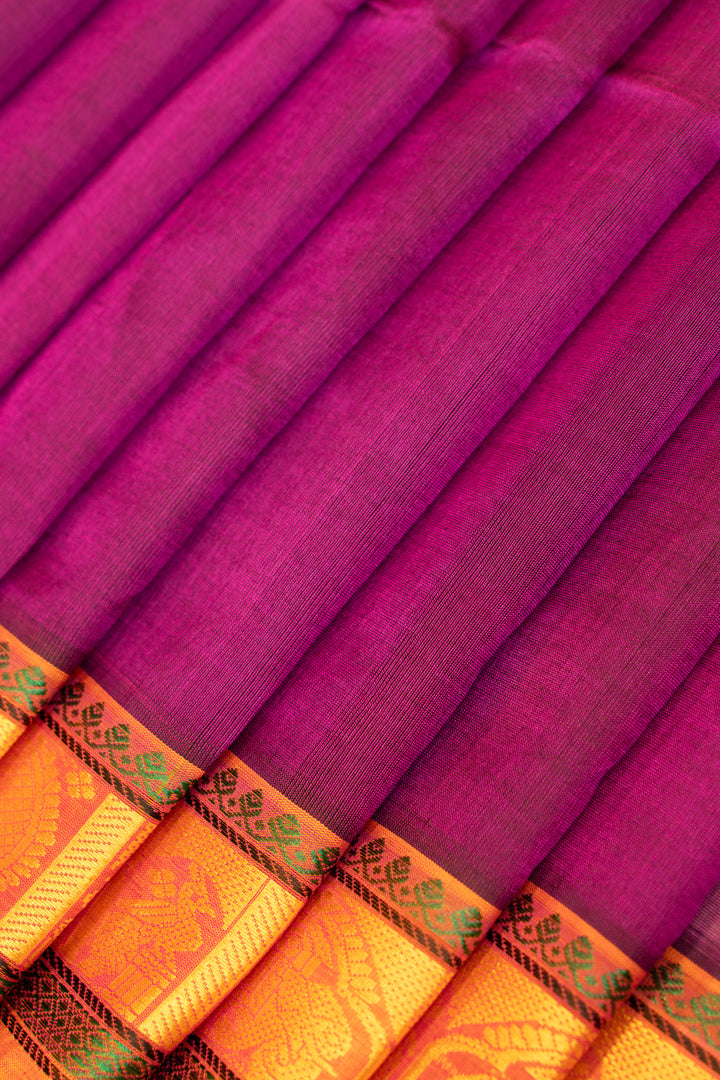 Magenta purple pure silk cotton saree
