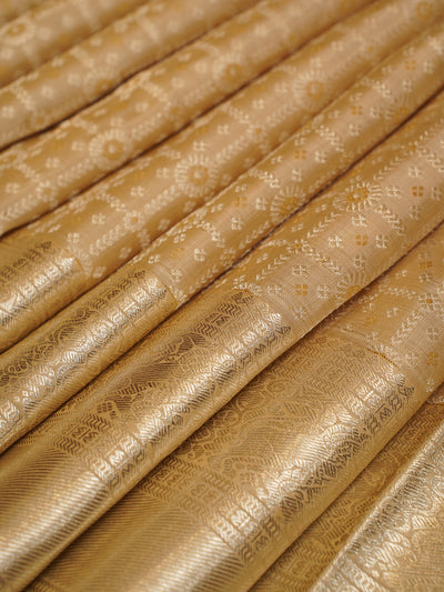 Hazel Beige Pure Brocade Kanchipuram Silk Saree