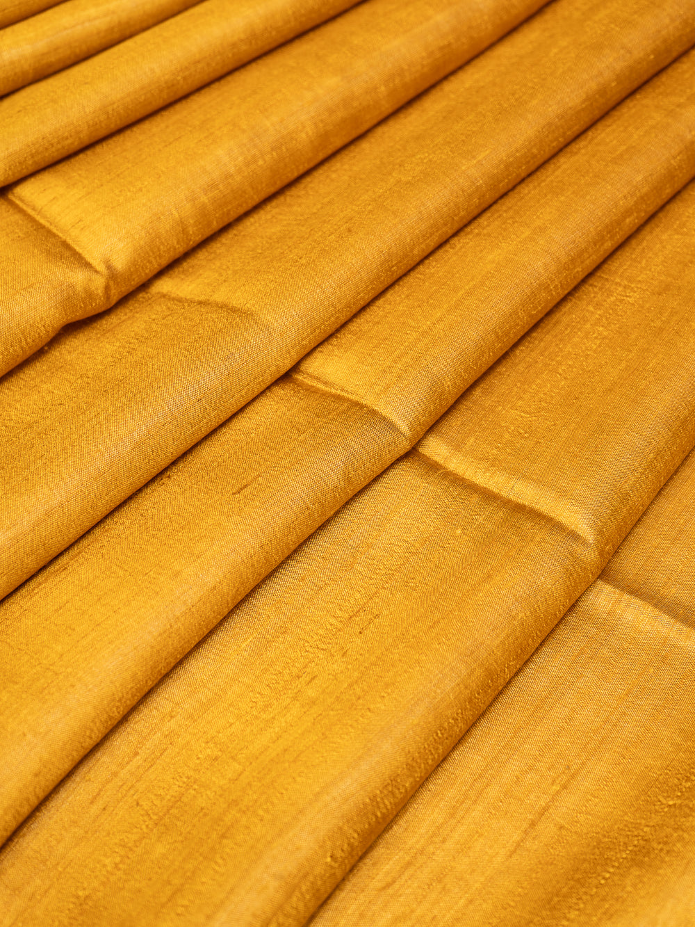 Mustard Yellow Hand Printed Pure Tussar Saree - Clio Silks