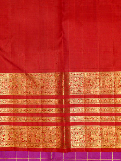 Purple and Red Pure Zari Kanchipuram Silk Saree