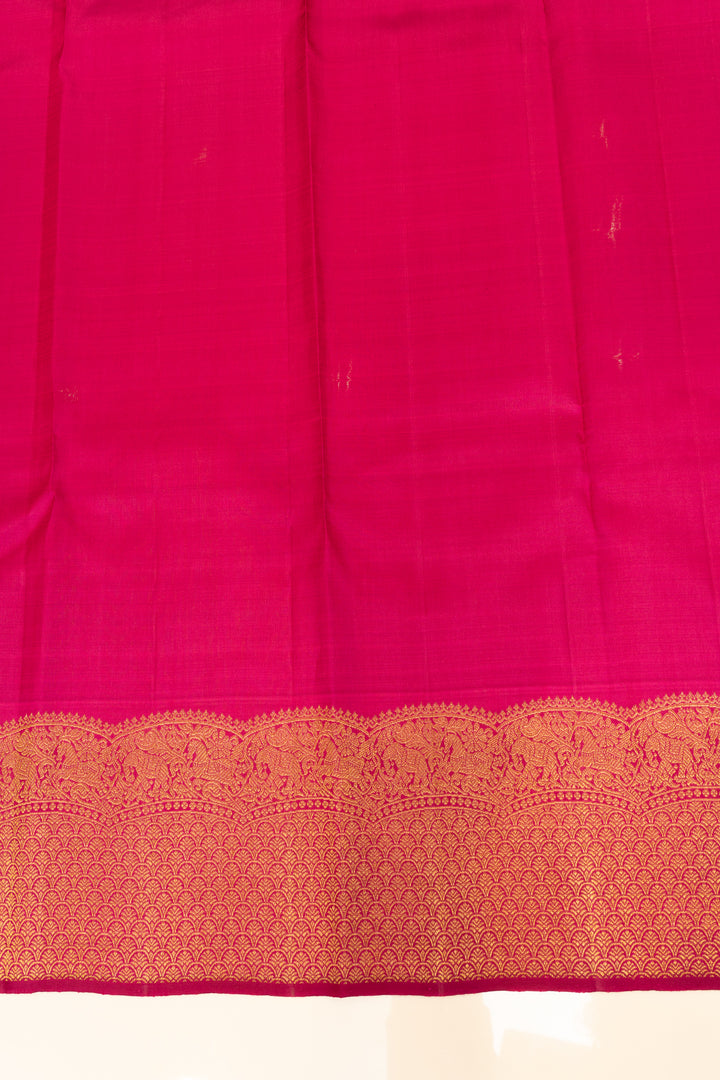 Ivory and magenta turning border pure zari Kanchipuram silk saree