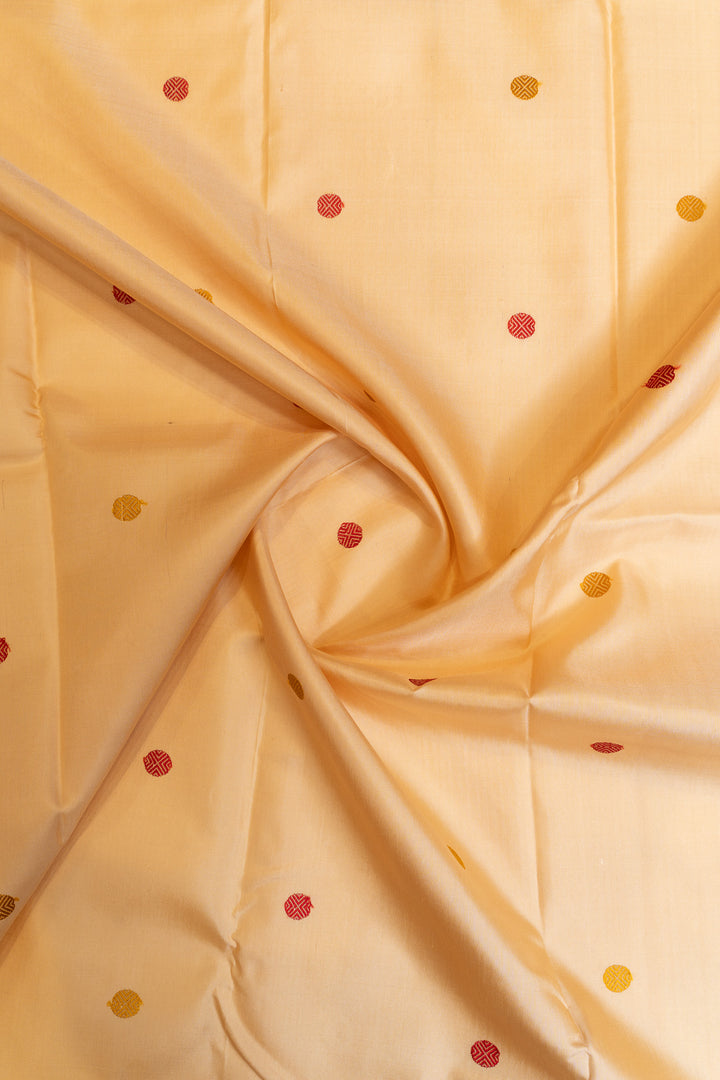 Cream and green threadwork pure Kanchipuram silk saree