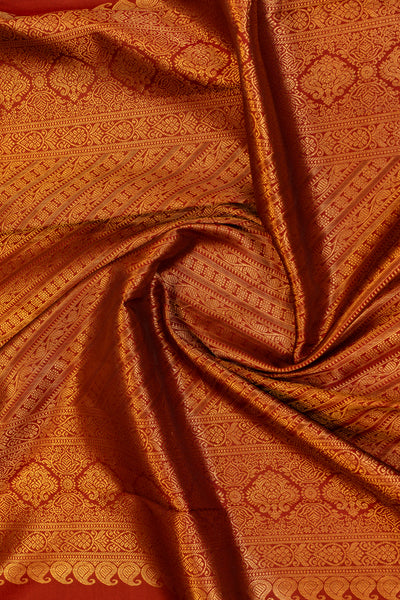 Maroon brocade pure Kanchipuram silk saree