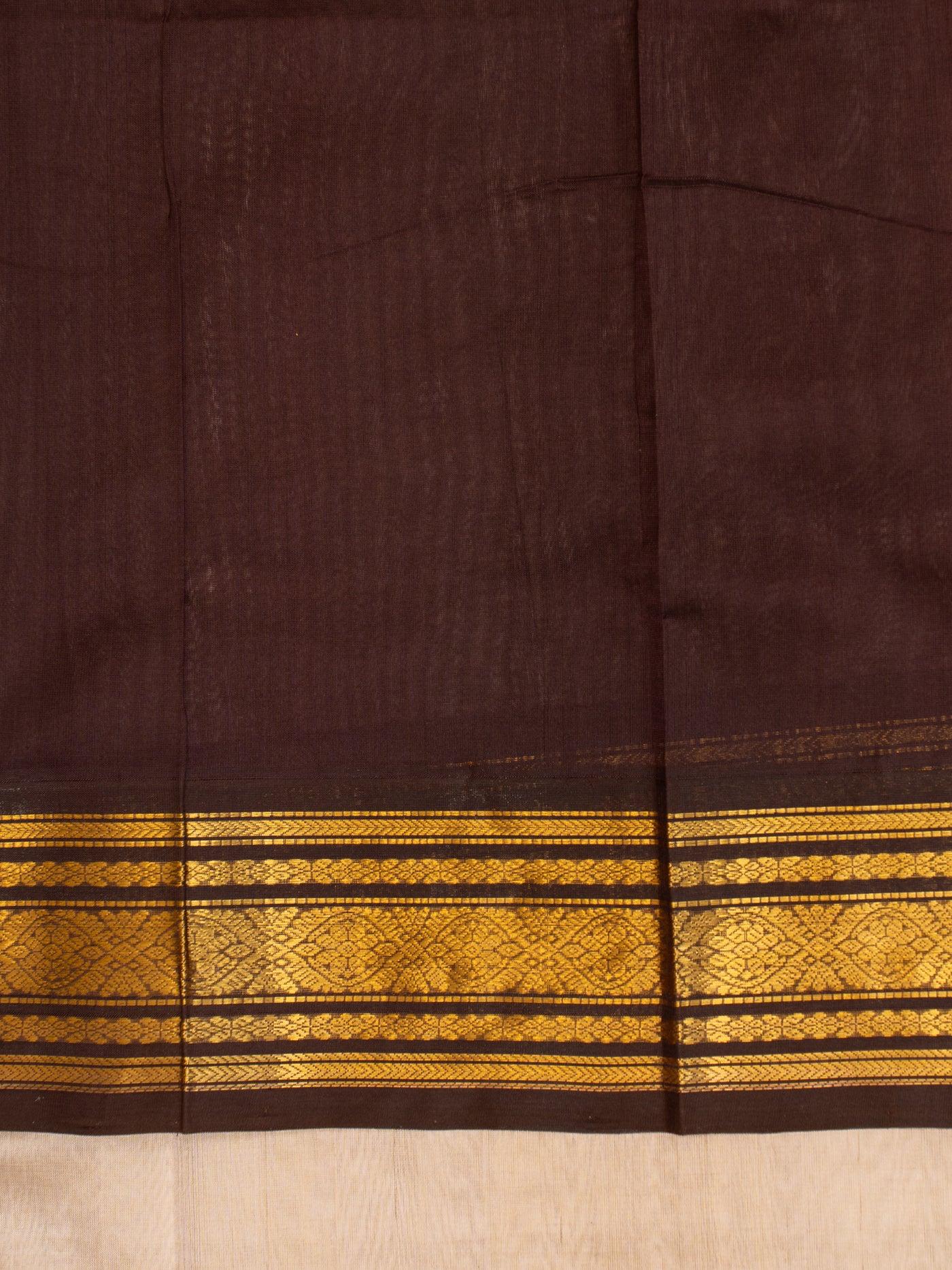 Beige and brown pure silk cotton saree