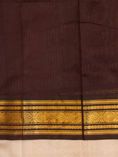 Beige and brown pure silk cotton saree