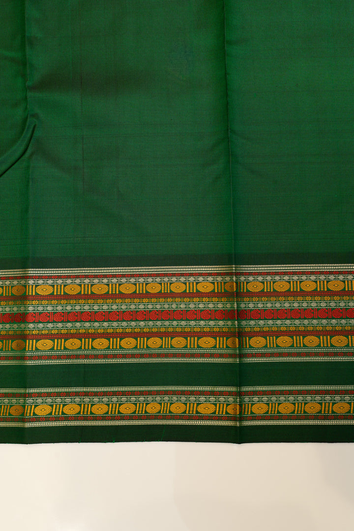 Cream and green threadwork pure Kanchipuram silk saree