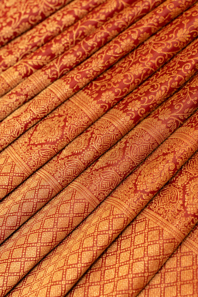 Maroon brocade pure Kanchipuram silk saree