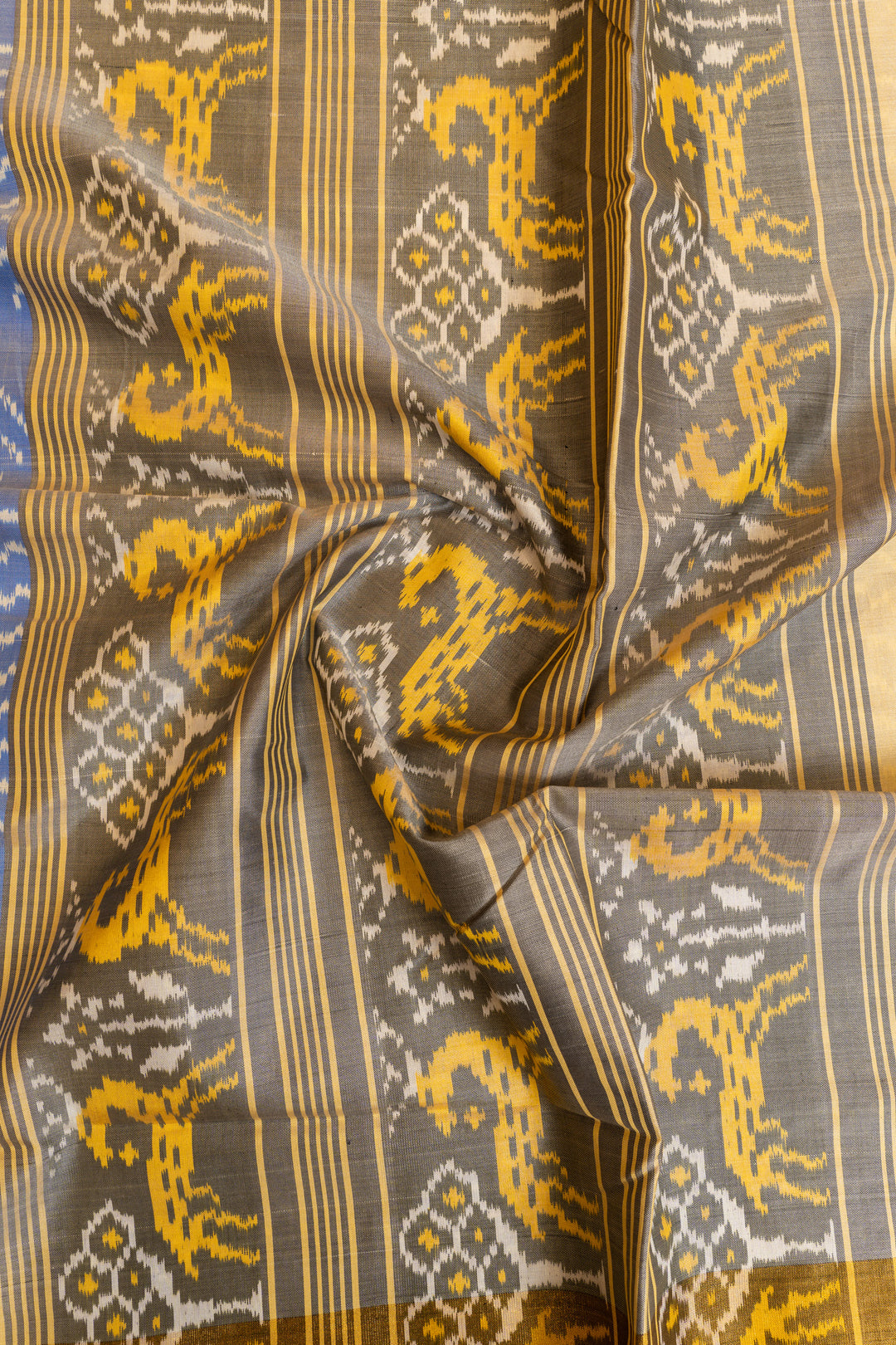 Azure blue patan patola ikat pure silk saree