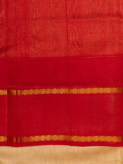 Off white and red korvai pattu borders pure silk cotton saree