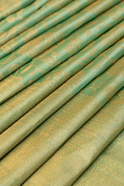 Sea green brocade pure Kanchipuram silk saree