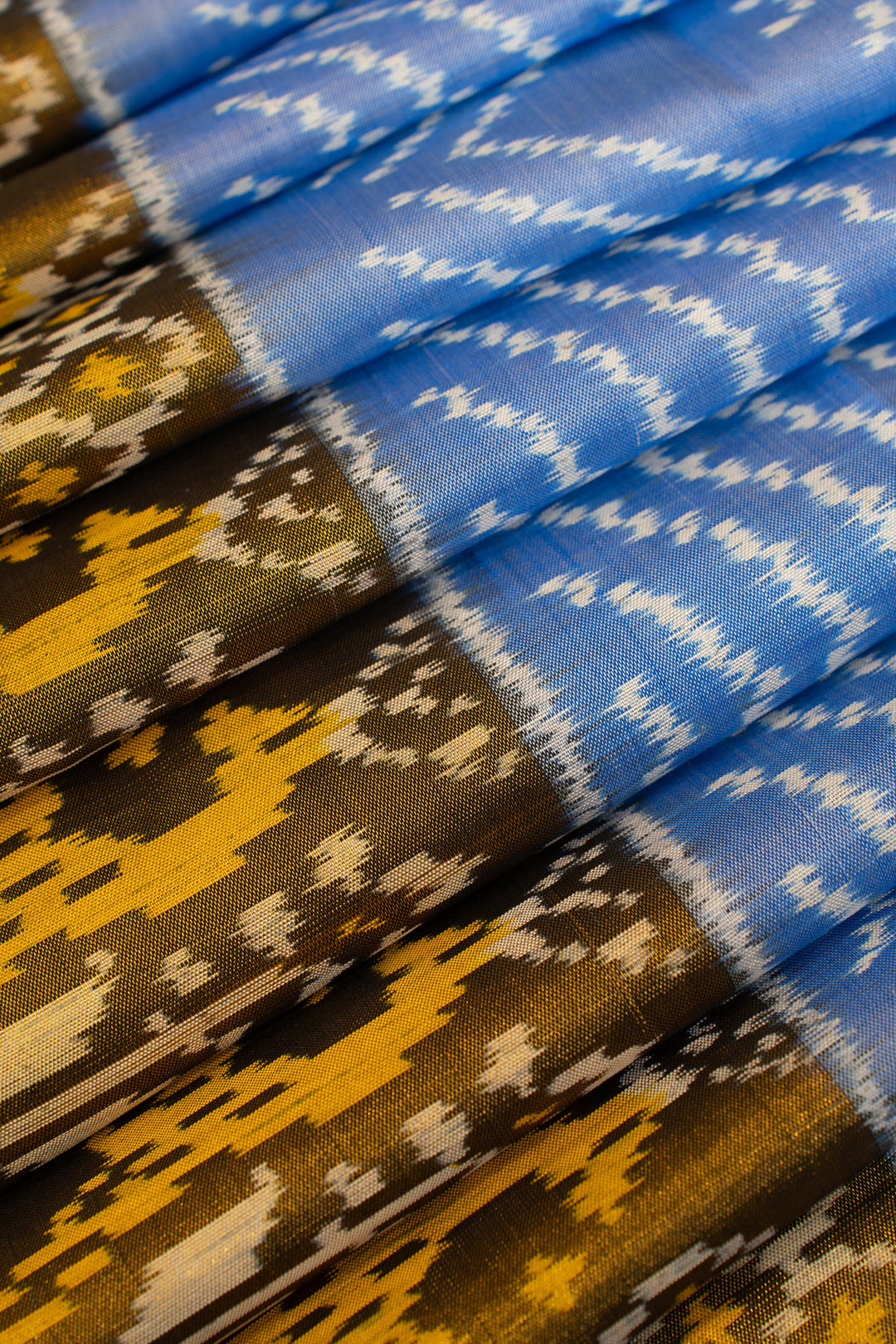 Azure blue patan patola ikat pure silk saree