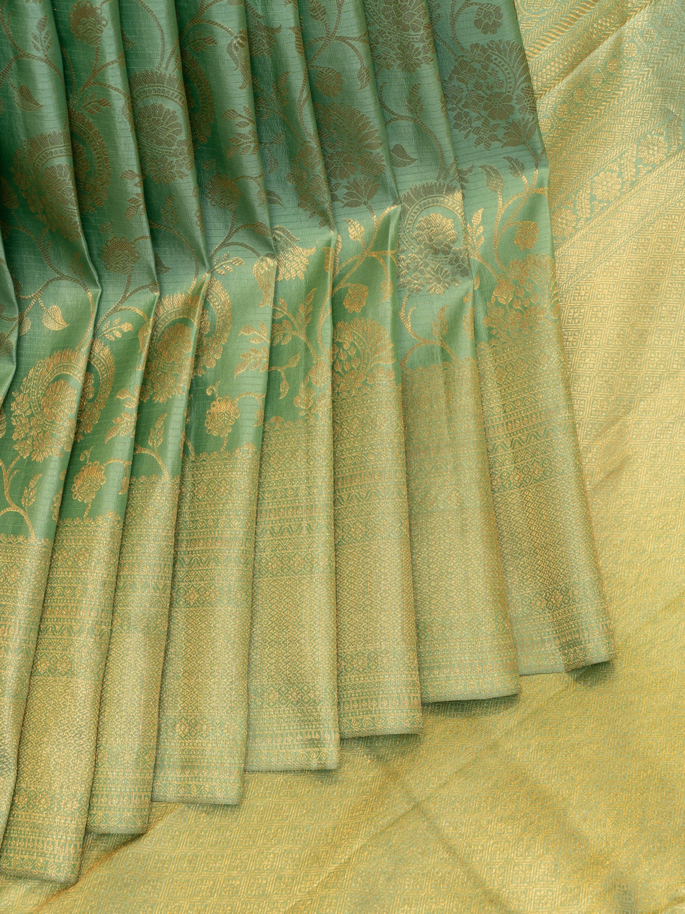 Sea green brocade pure Kanchipuram silk saree