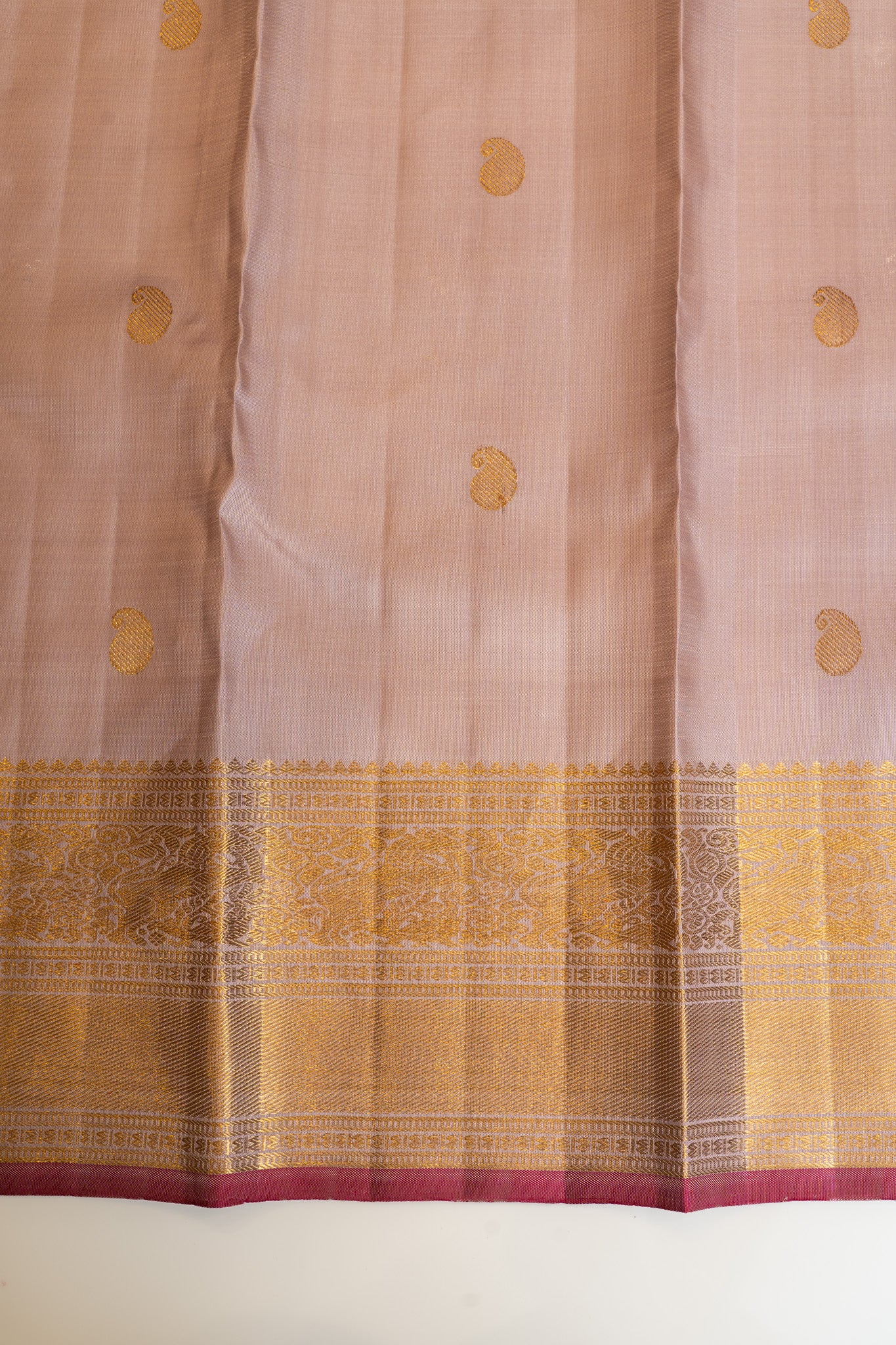 Lilac luster zari checks pure Kanchipuram silk saree