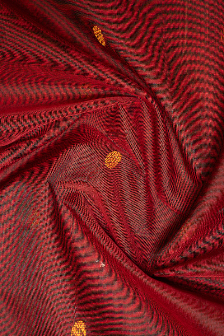 Maroon Thread Work Pure Silk Cotton Saree - Clio Silks