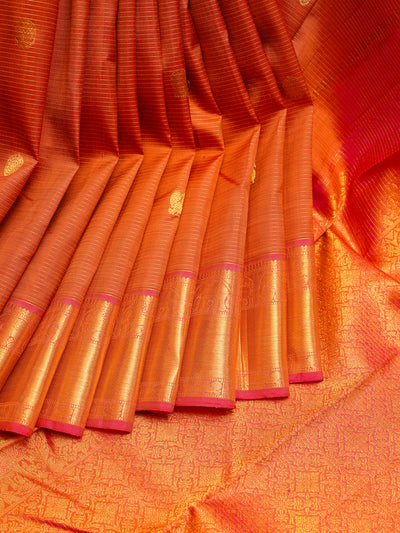 Rust Orange Vairaoosi Pure Kanchipuram Silk Saree