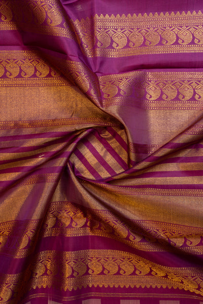 Magenta and off white checks pure zari Kanchipuram silk saree