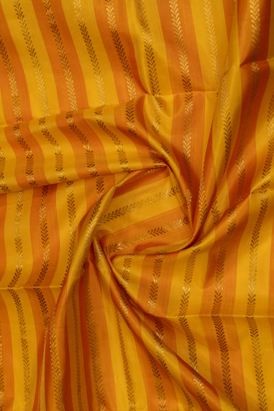 Yellow kathir stripes pure zari big border Kanchipuram silk saree