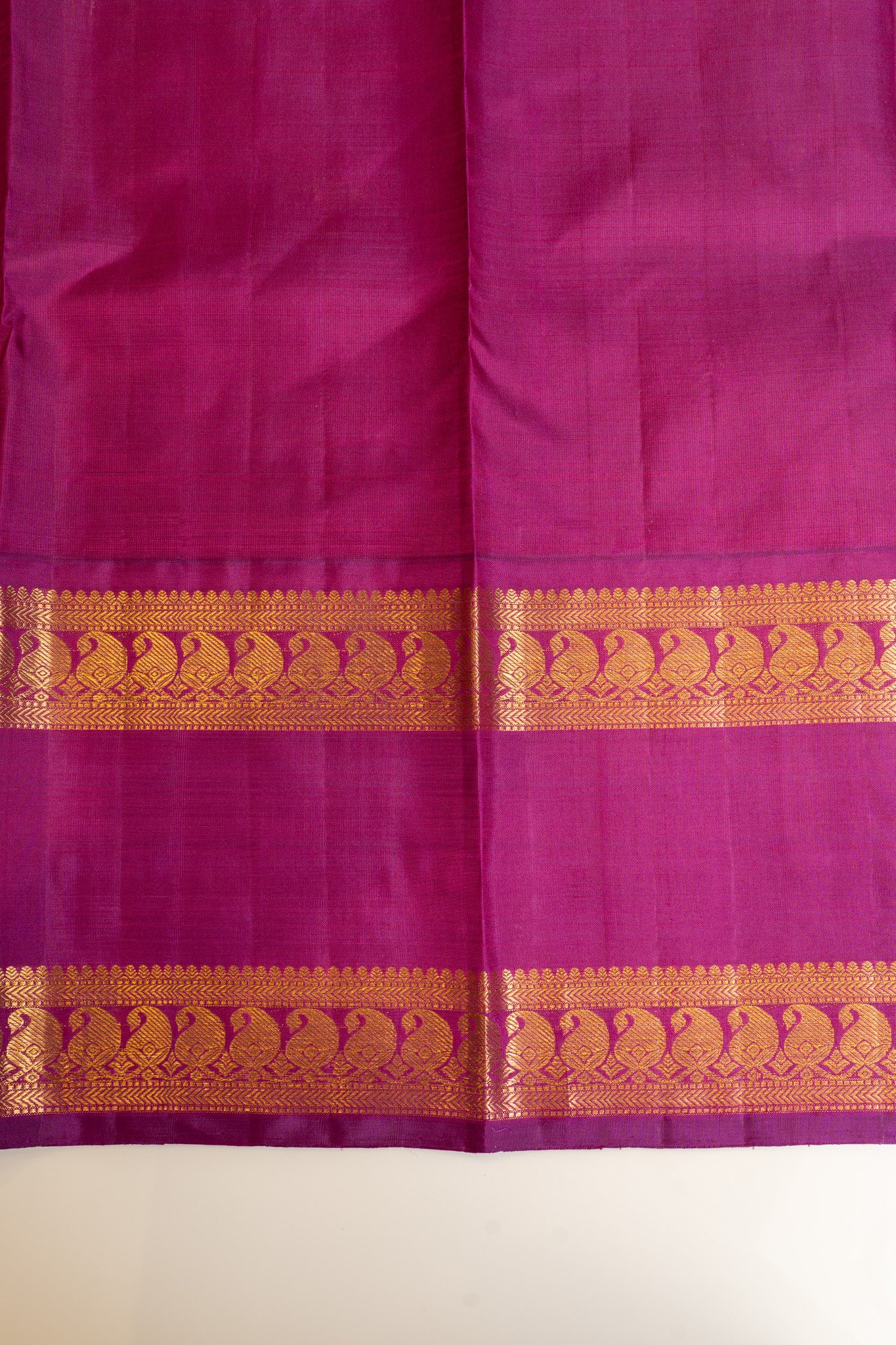 Magenta and off white checks pure zari Kanchipuram silk saree