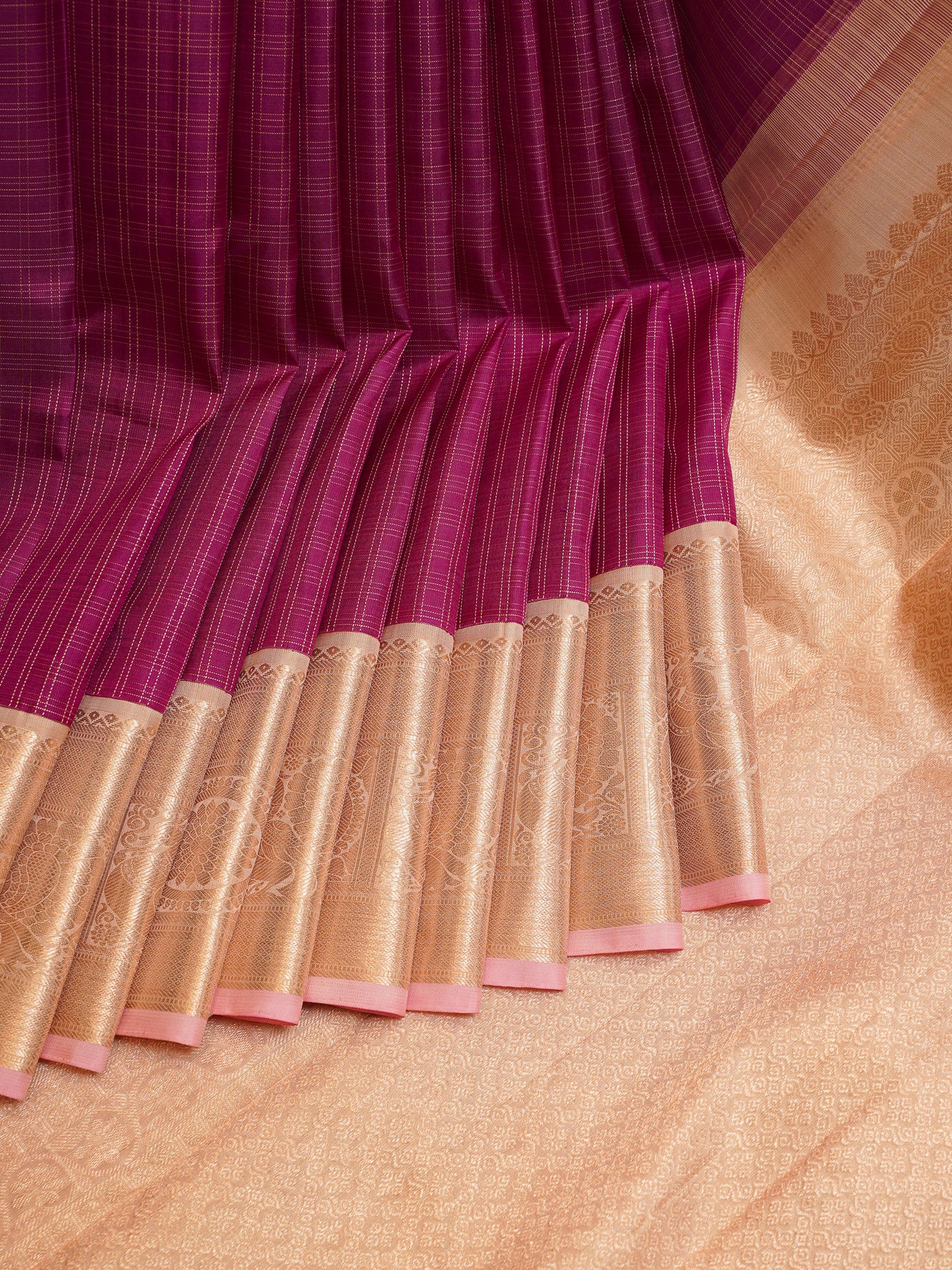 Magenta and Pink Pure Kanchipuram Silk Saree