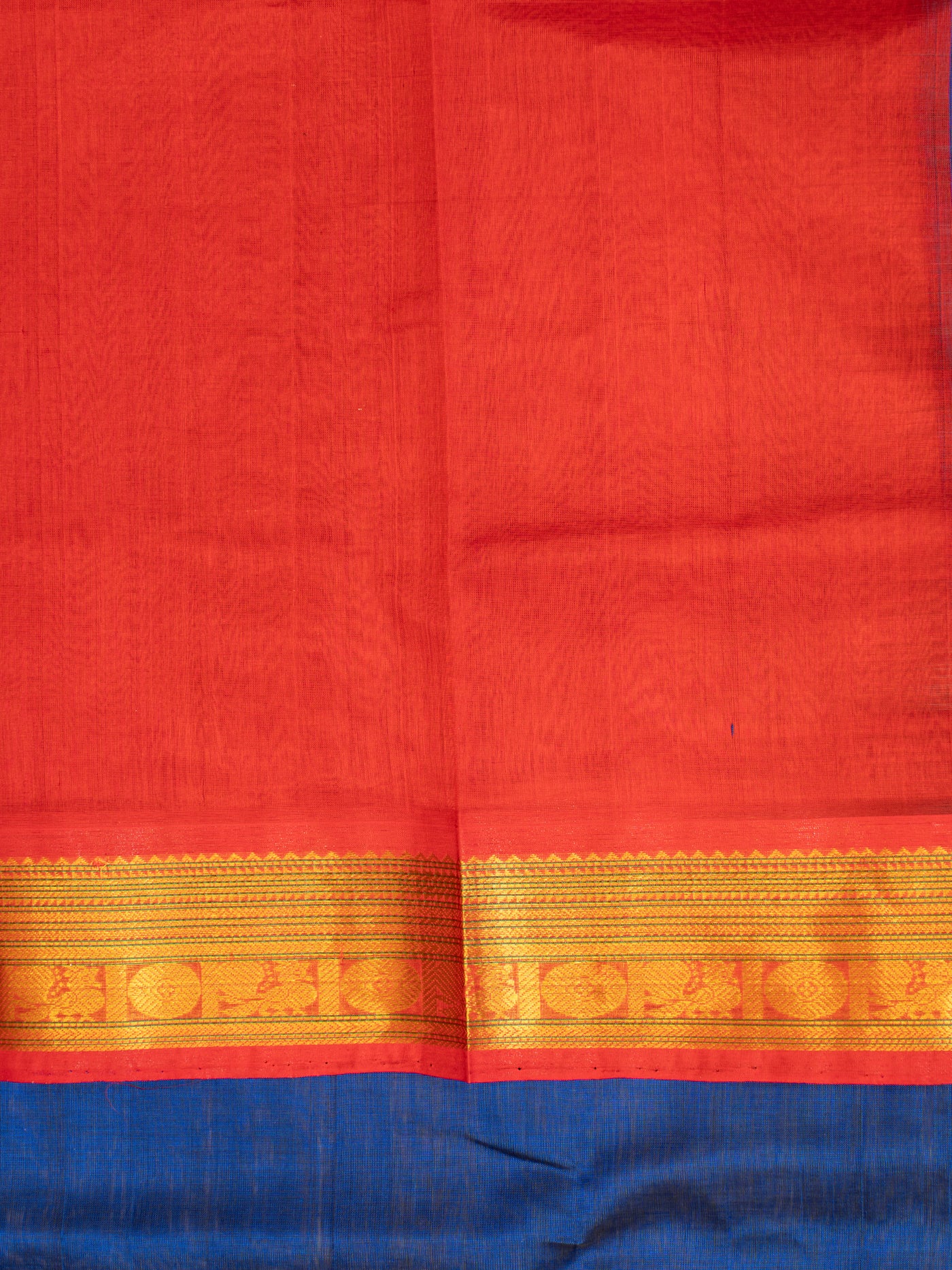 MS Blue and red pure silk cotton saree