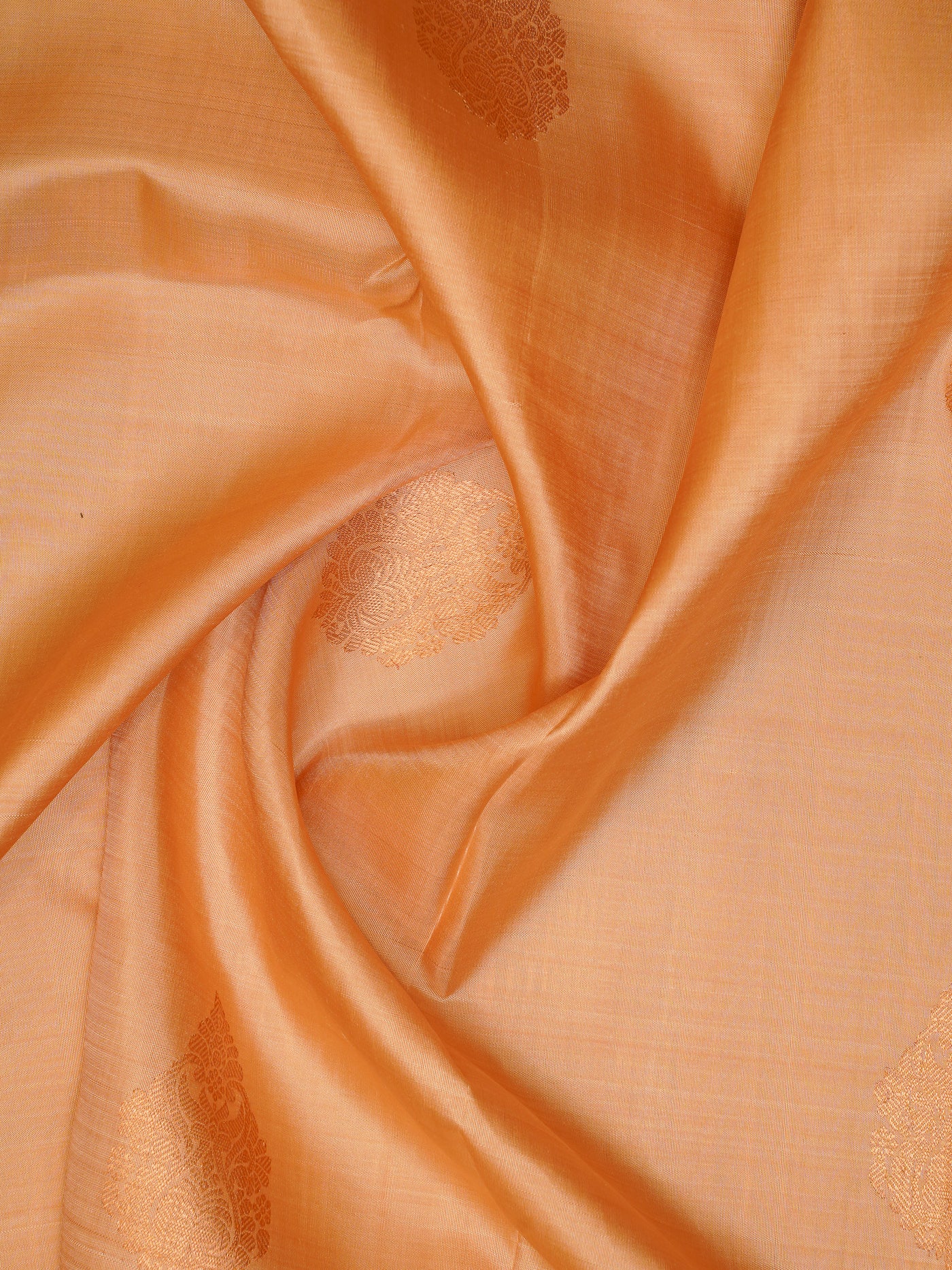 Apricot Peach Pastel Kanchipuram Silk Saree