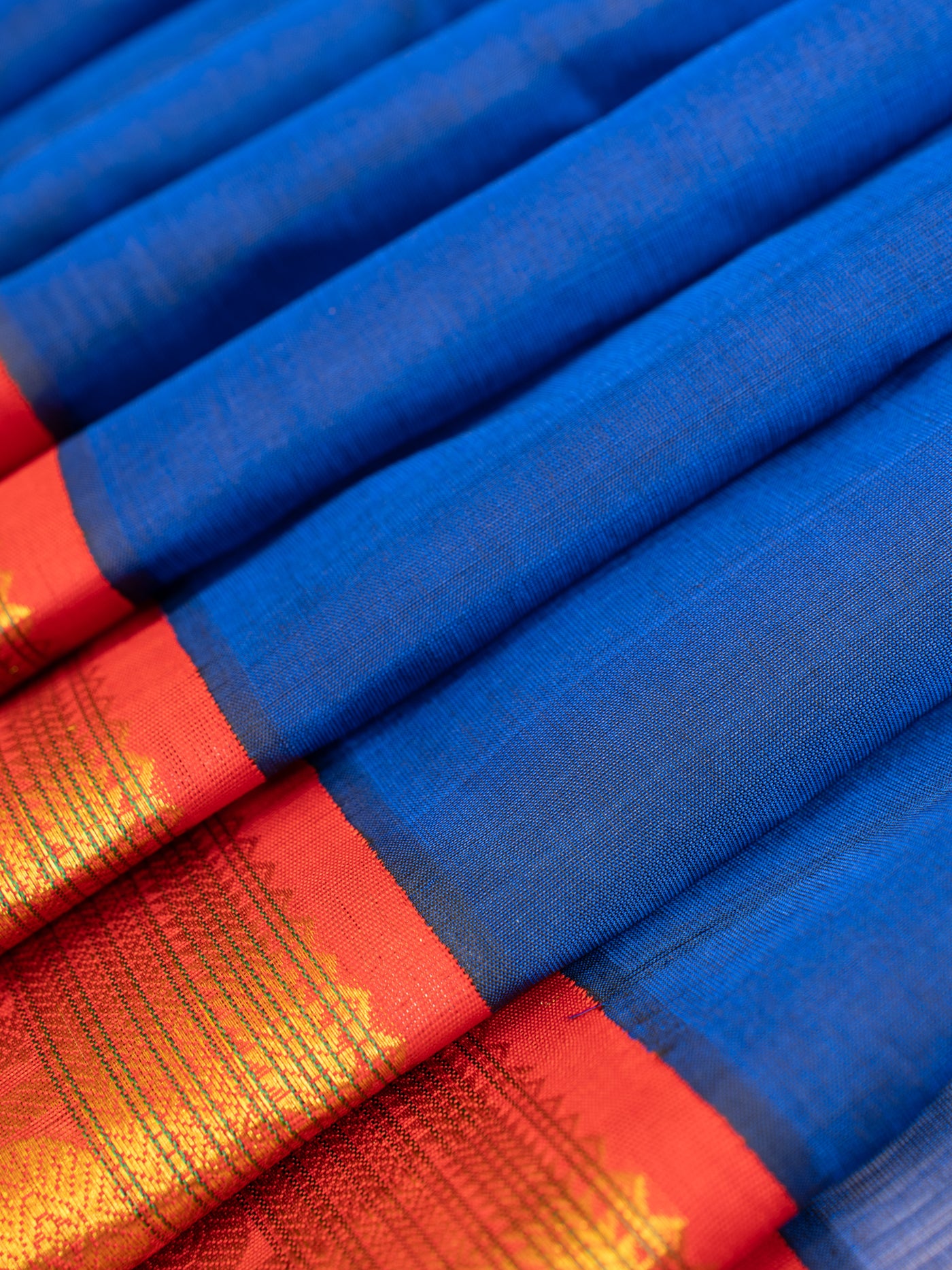 MS Blue and red pure silk cotton saree