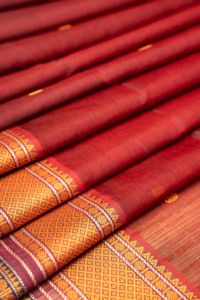 Maroon Thread Work Pure Silk Cotton Saree - Clio Silks