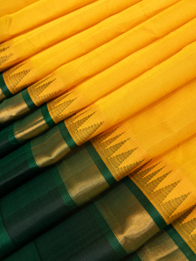 Mambalam yellow korvai pattu border pure silk cotton saree