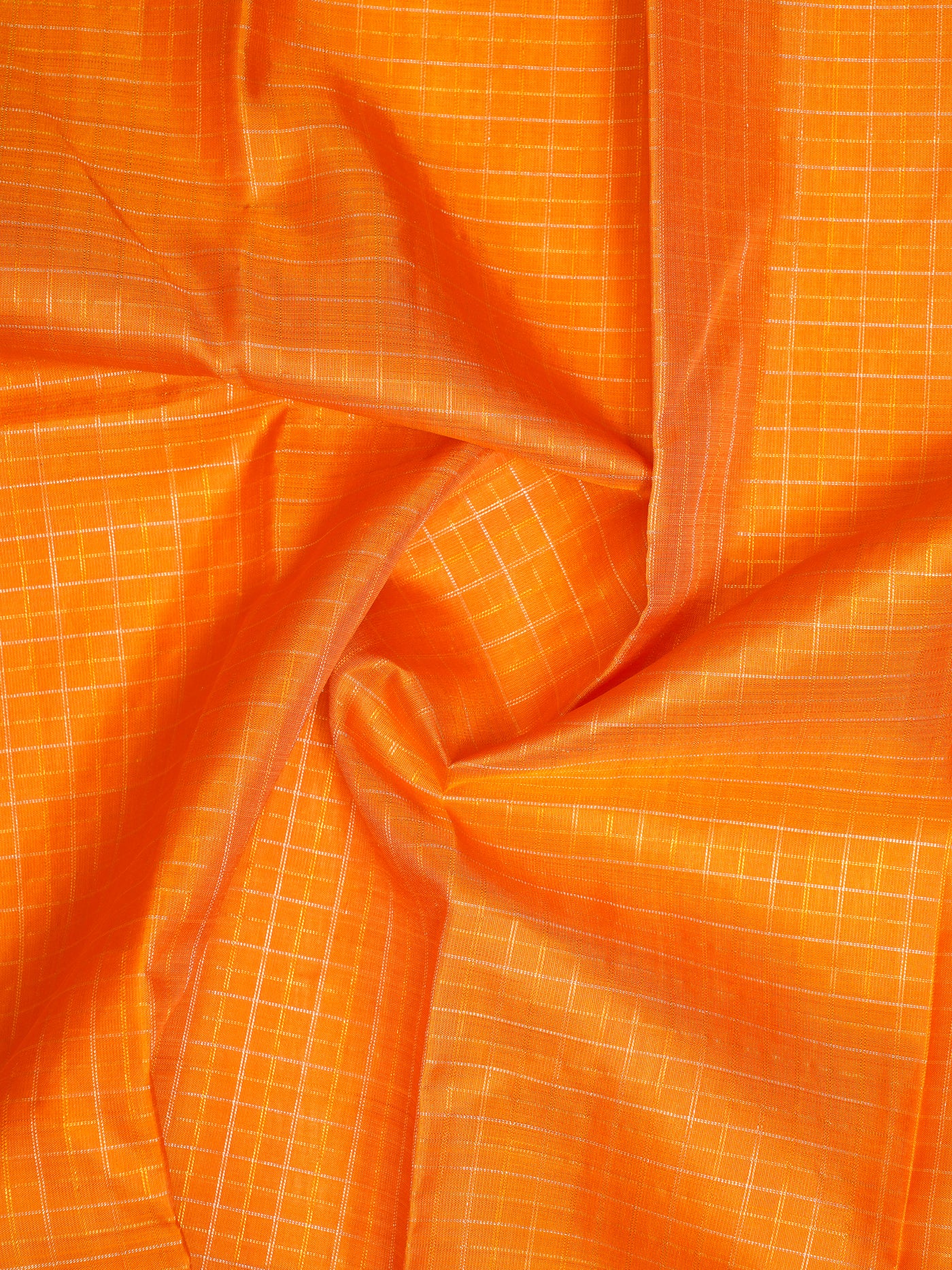 Orange Vairaoosi Checks Pure Kanchipuram Silk Saree