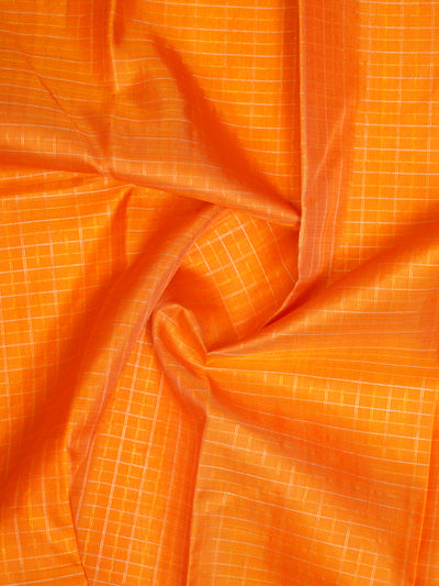 Orange Vairaoosi Checks Pure Kanchipuram Silk Saree