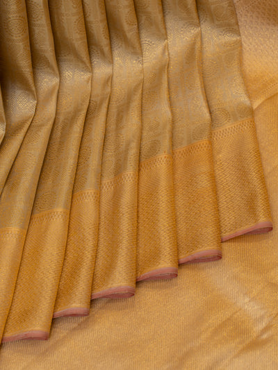 Champagne gold and peach annam chakram brocade pure Kanchipuram silk saree