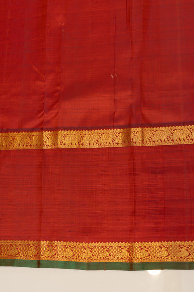 Cerise Red Shot colour lakshadeepam pure zari Kanchipuram silk saree