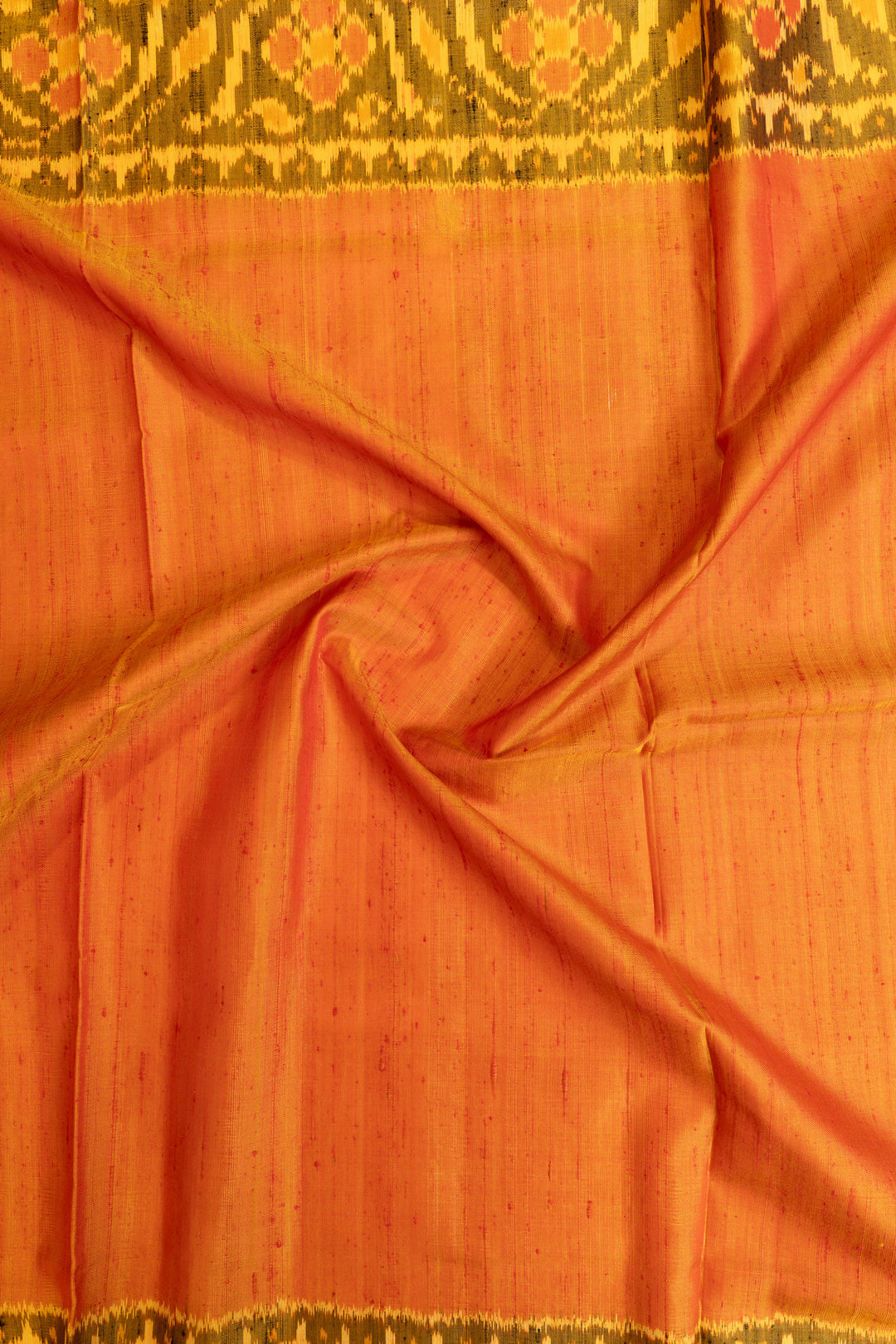 Peach shot colour raw silk pure patola ikat silk saree
