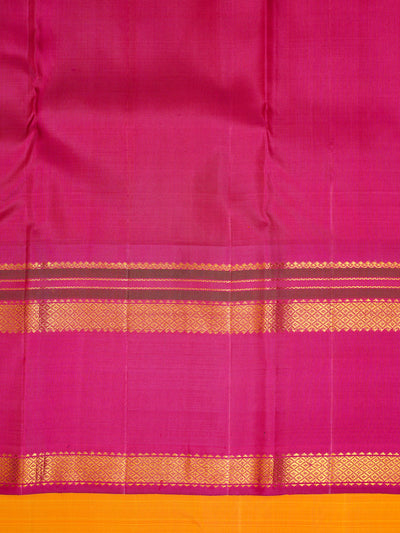 Mango Yellow and Pink Traditional Pure Kanchipuram Silk Saree