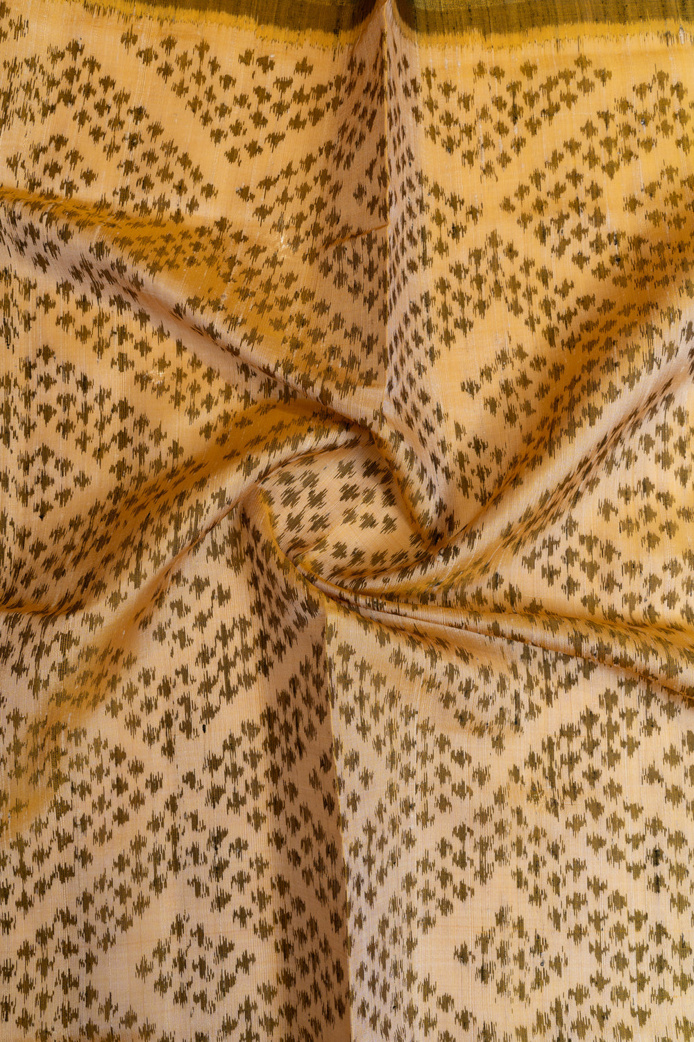 Off white and green raw silk pure Patola ikat silk saree