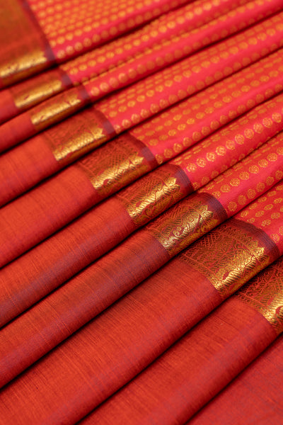 Cerise Red Shot colour lakshadeepam pure zari Kanchipuram silk saree