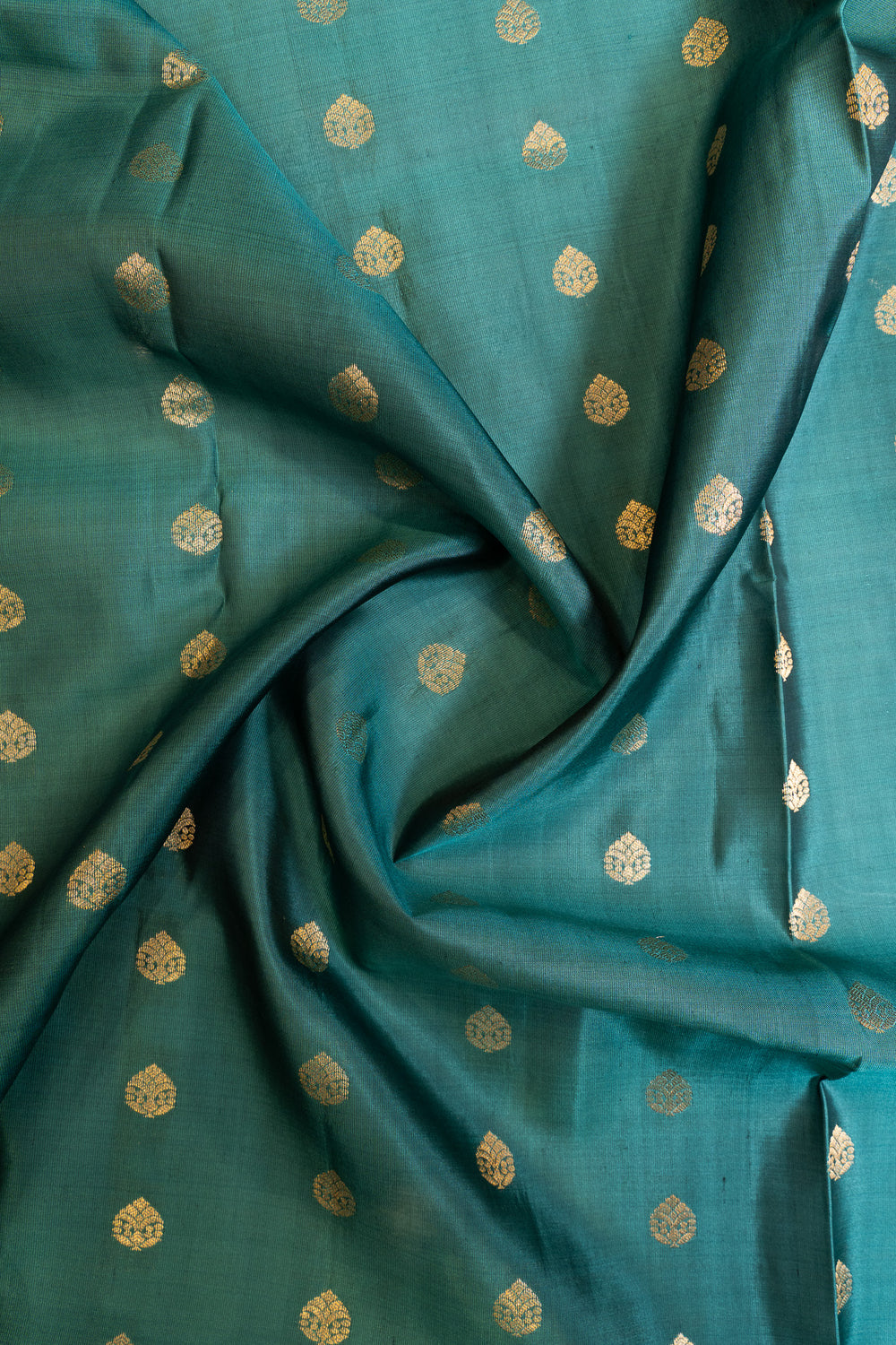 Azure blue traditional pure silk saree