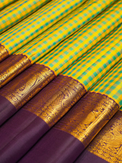 Sampanga Green Podikattam Pure Kanchipuram Silk Saree