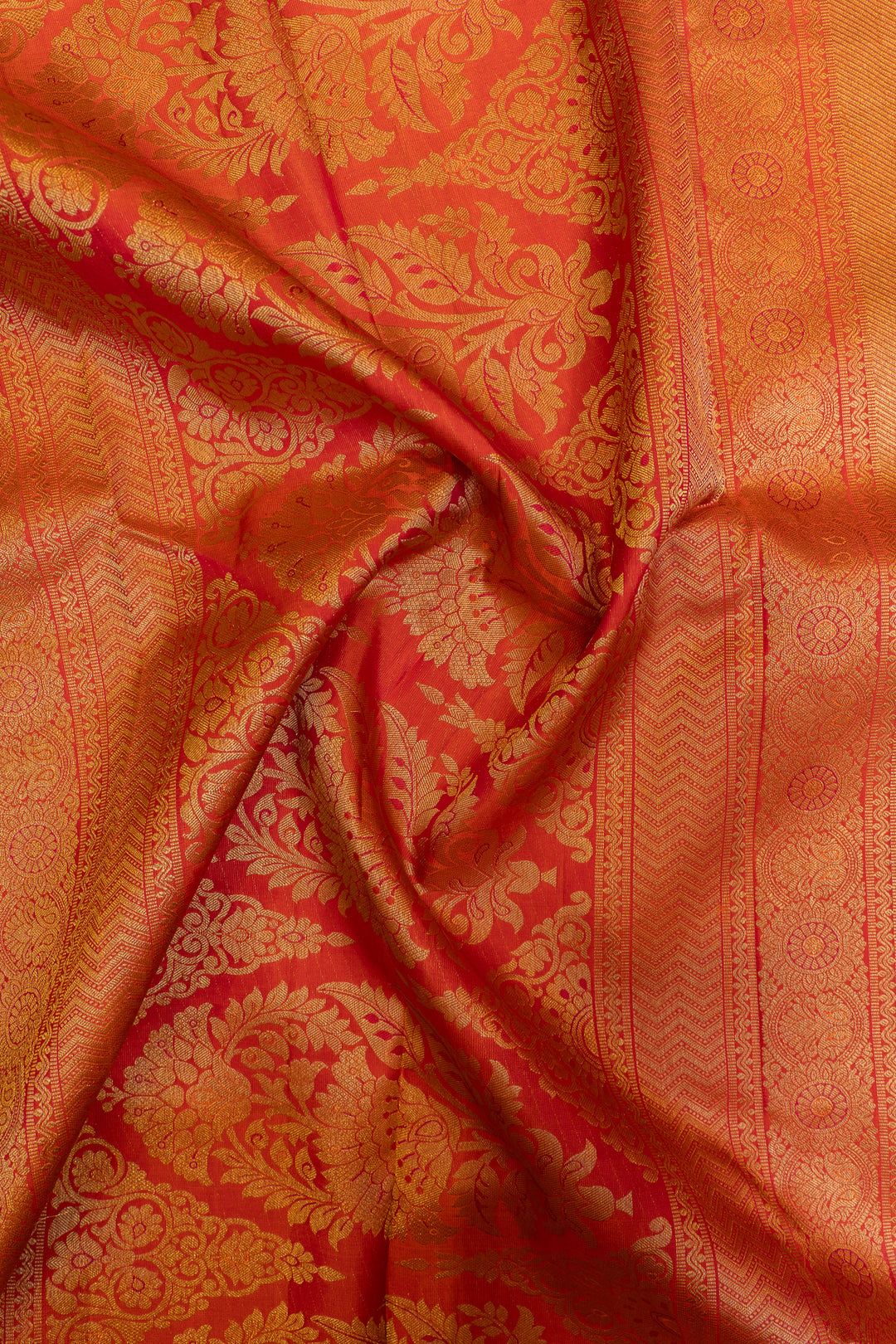 Peach brocade pure Kanchipuram silk saree