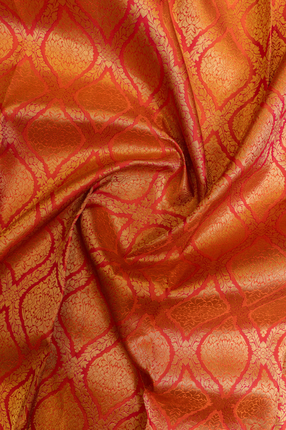 Peach brocade pure Kanchipuram silk saree