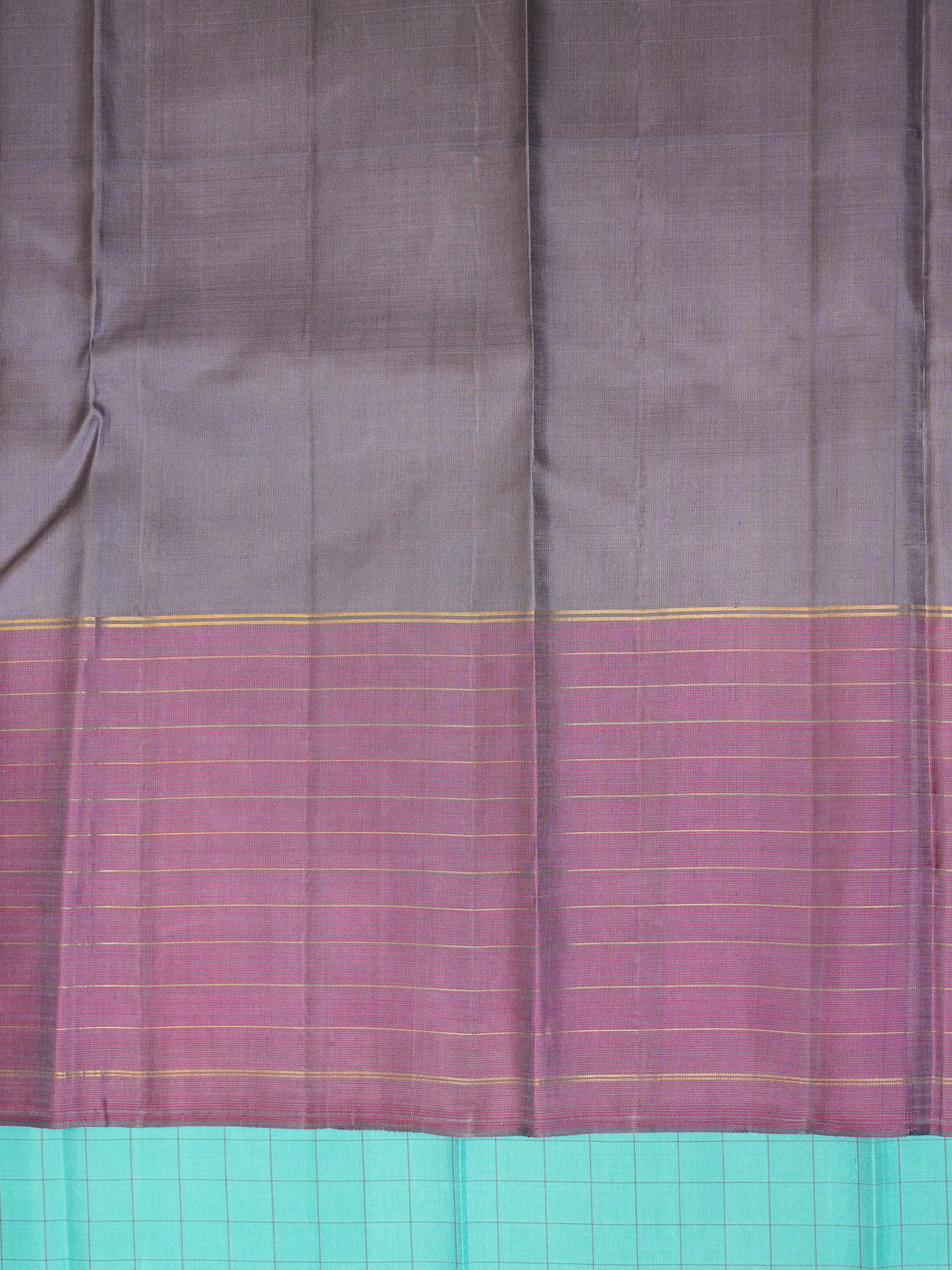 Blue and Grey Checks Pure Kanchipuram Silk Saree