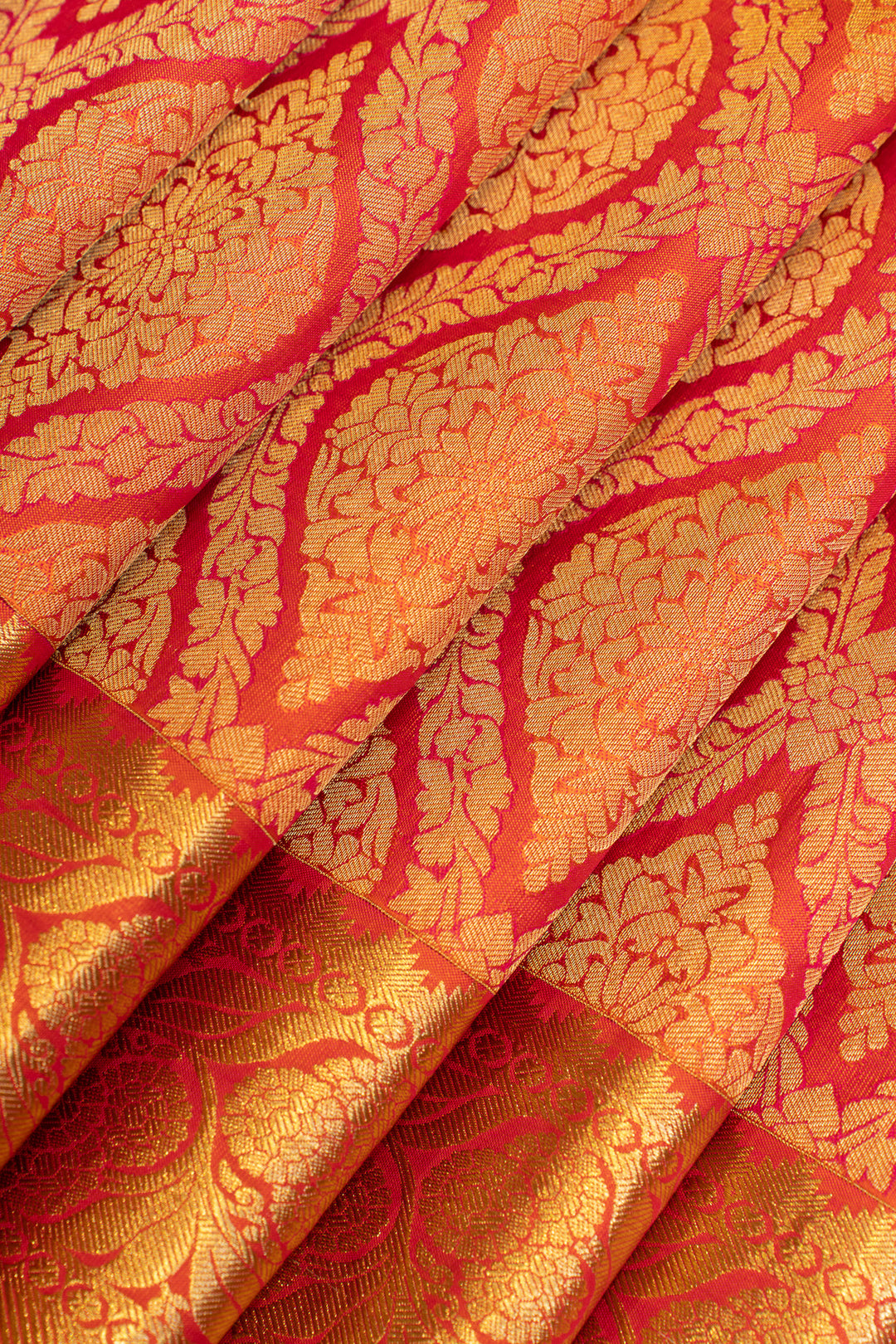 Peach brocade pure Kanchipuram silk saree