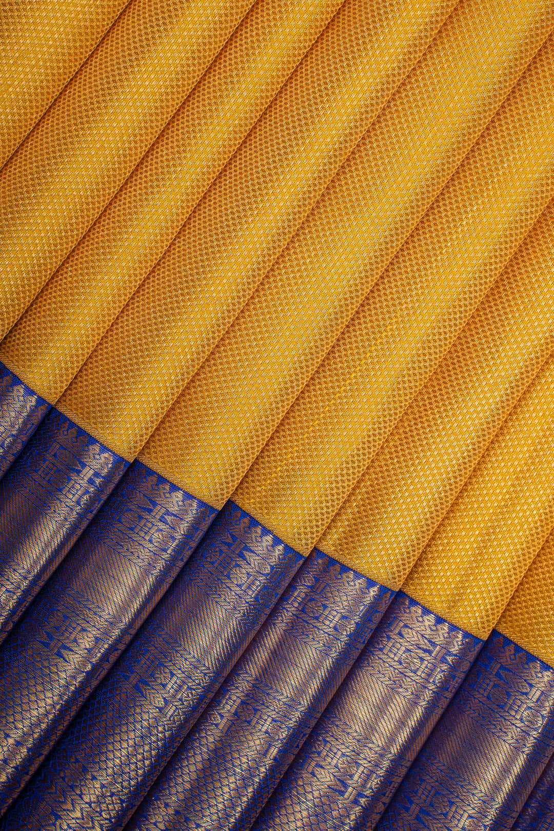 Yellow and MS blue brocade  Pure Kanchipuram Silk Saree