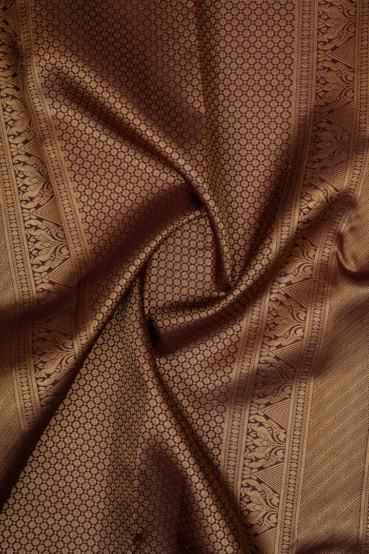 Pastel Pink and Jamun Brocade Pure Kanchipuram Silk Saree