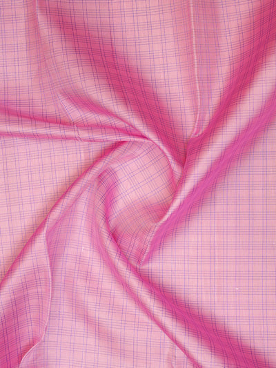 Lotus Pink Checks Pure Kanchipuram Silk Saree