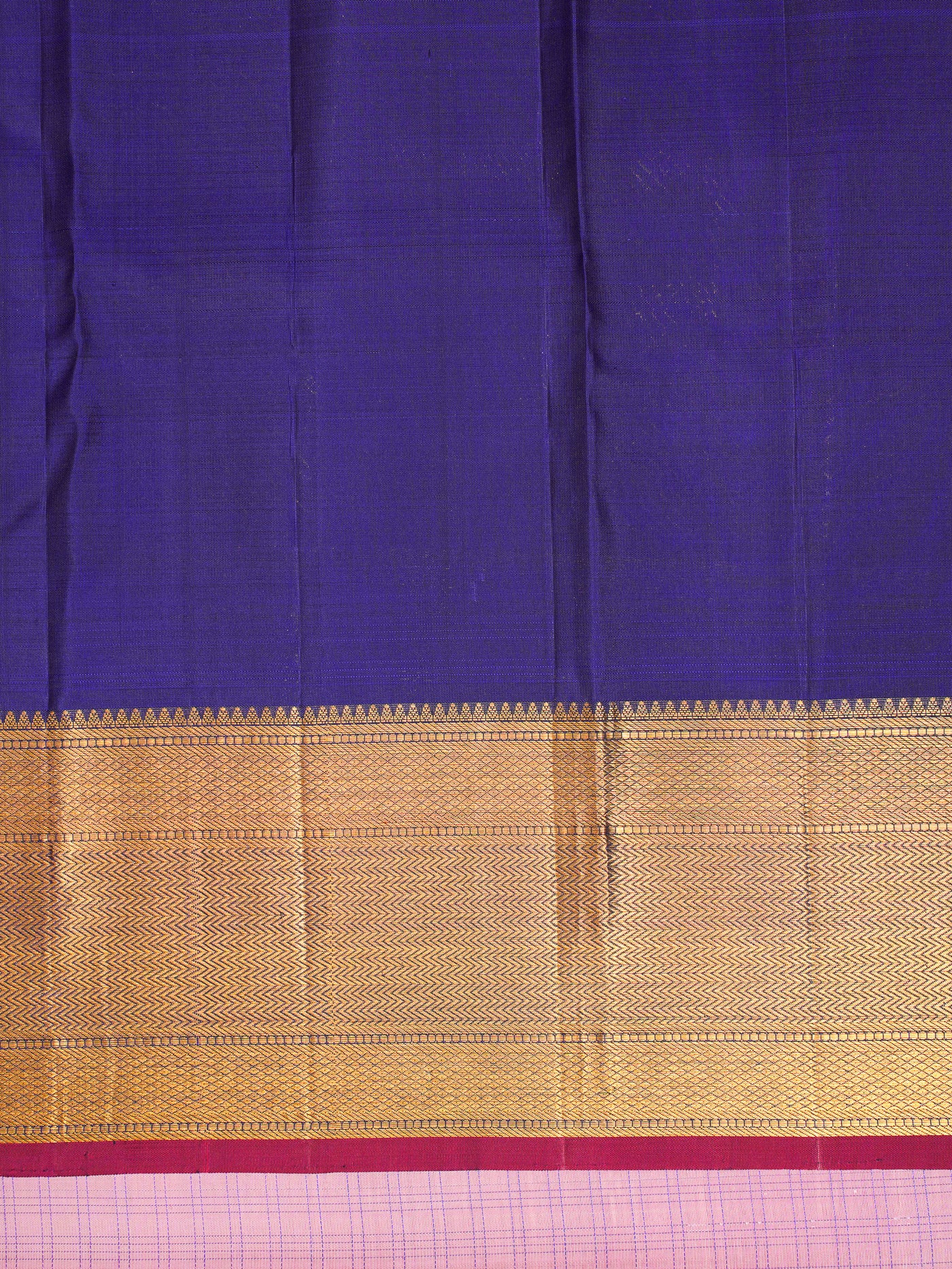 Lotus Pink Checks Pure Kanchipuram Silk Saree