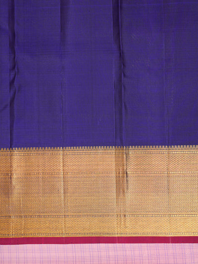 Lotus Pink Checks Pure Kanchipuram Silk Saree