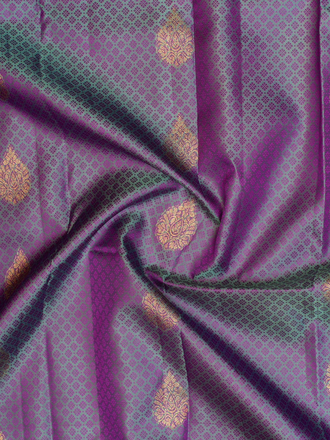 Purplish blue thread brocade pure Kanchipuram silk saree