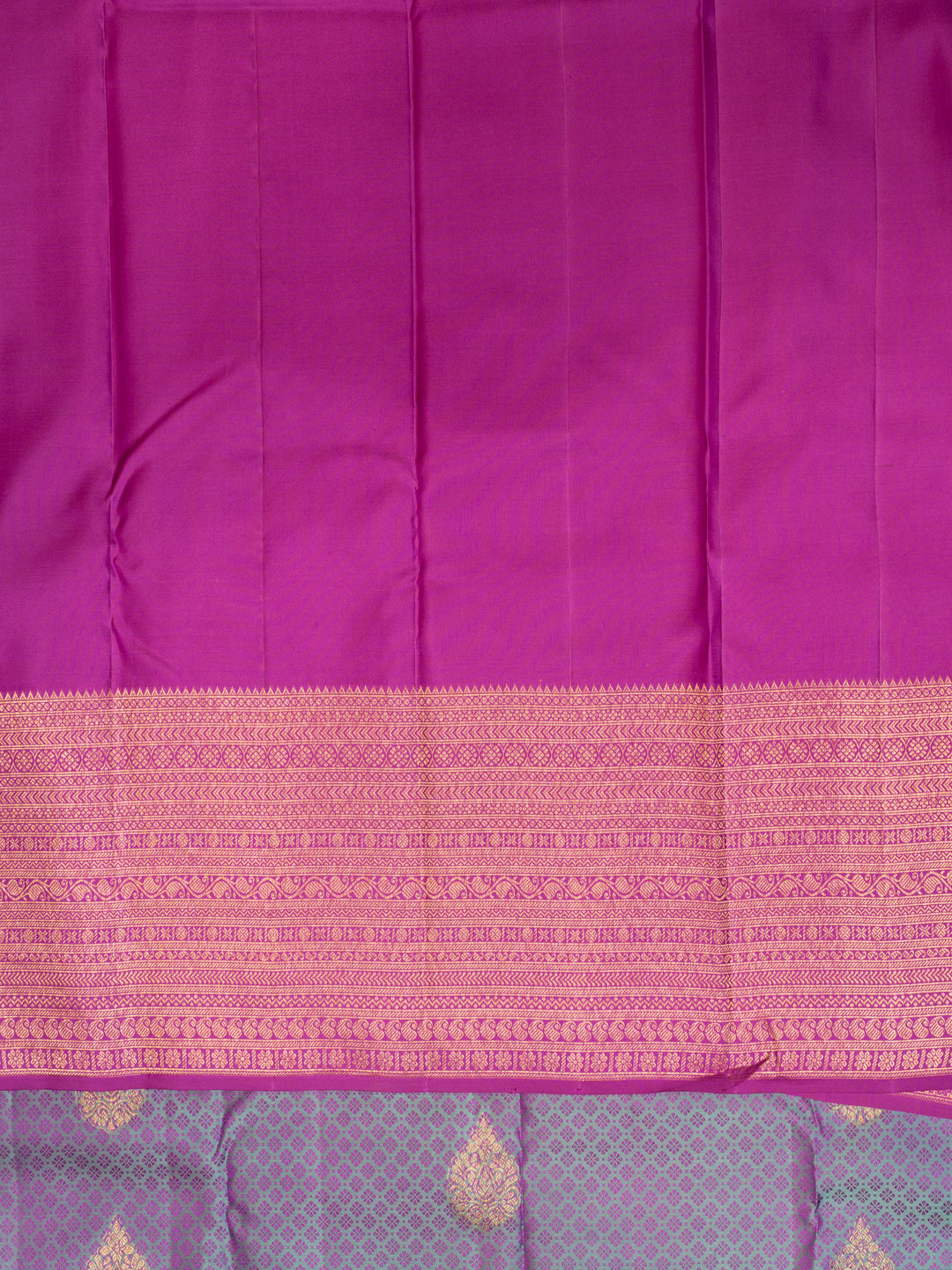 Purplish blue thread brocade pure Kanchipuram silk saree